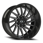 Vision 306 22x12 -51 6x139.7mm 106.2mm Gloss Black Milled Spokes
