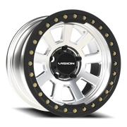 Vision 350BL 17x9 -40 5x139.7mm 108mm Machined Silver Satin Black Ring