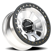 Vision 350BL 17x9 -40 5x139.7mm 108mm Machined Silver Satin Black Ring