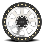 Vision 350BL 17x9 -40 5x139.7mm 108mm Machined Silver Satin Black Ring