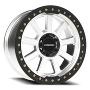 Vision 350BL 20x9 -14 6x139.7mm 110mm Machined Silver Satin Black Ring