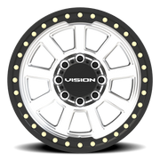 Vision 350BL 20x9 -14 8x165.1mm 125.2mm Machined Silver Satin Black Ring