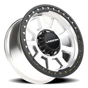 Vision 350BL 20x9 +10 8x165.1mm 130.8mm Machined Silver Satin Black Ring