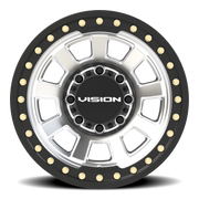 Vision 350BL 17x9 -40 8x165.1mm 125.2mm Machined Silver Satin Black Ring