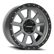 Vision 350 20x9 -12 5x139.7mm 108mm Satin Gray Satin Black Lip