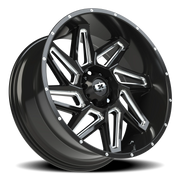 Vision 361 22x10 -25 5x139.7mm 108mm Gloss Black Milled Spokes