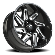 Vision 361 22x10 -25 6x139.7mm 106.2mm Gloss Black Milled Spokes