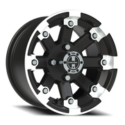 Vision 393 12x7 +3 4x100mm 69.85mm Matte Black Machined Lip