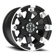 Vision 393 12x7 +3 4x110mm 86mm Matte Black Machined Lip