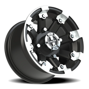 Vision 393 12x7 +3 4x136mm 110.5mm Matte Black Machined Lip