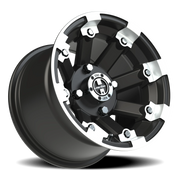 Vision 393 12x8 -10 4x110mm 86mm Matte Black Machined Lip