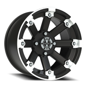 Vision 393 14x8 -10 4x110mm 86mm Matte Black Machined Lip