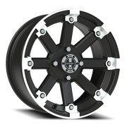 Vision 393 15x7 +3 4x110mm 86mm Matte Black Machined Lip