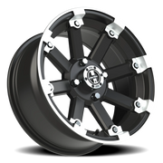 Vision 393 15x7 +3 4x110mm 86mm Matte Black Machined Lip
