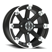 Vision 393 15x7 +3 4x136mm 110.5mm Matte Black Machined Lip