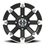 Vision 393 15x7 +3 4x136mm 110.5mm Matte Black Machined Lip