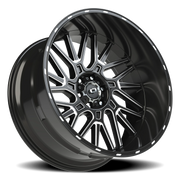 Vision 404 24x12 -51 6x127mm 87.1mm Gloss Black Milled Spoke