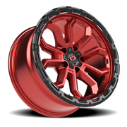 Vision 405 18x9 +12 5x139.7mm 108mm Gloss Red Black Lip