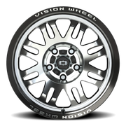 Vision 409 17x9.5 -18 5x127mm 78.1mm Gloss Black Machined Face