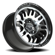Vision 409 17x9.5 -18 6x139.7mm 110mm Gloss Black Machined Face