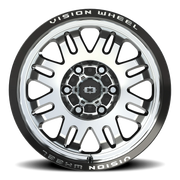 Vision 409 17x9 +12 6x139.7mm 110mm Gloss Black Machined Face