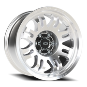 Vision 409 18x9.5 -18 6x139.7mm 110mm Machined Silver Black Center Cap-Milled Machined Cap