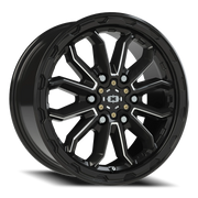Vision 410 17x7.5 +45 6x130mm 84mm Gloss Black Milled Spoke