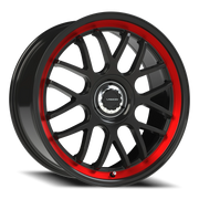 Vision 478 20x8.5 +35 5x112mm 72.56mm Gloss Black Red Tint Brushed Lip