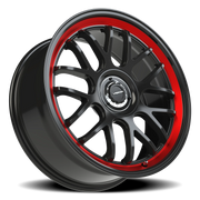 Vision 478 20x8.5 +35 5x112mm 72.56mm Gloss Black Red Tint Brushed Lip