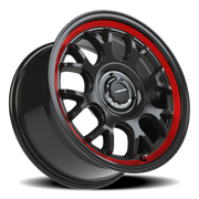 Vision 478 16x8 +38 5x100mm 73.1mm Gloss Black Red Tint Brushed Lip