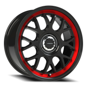 Vision 478 17x8 +38 5x107.95mm 73.1mm Gloss Black Red Tint Brushed Lip