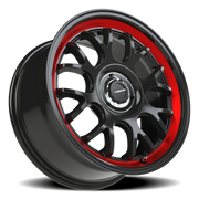 Vision 478 17x8 +38 5x107.95mm 73.1mm Gloss Black Red Tint Brushed Lip