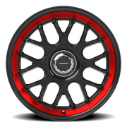 Vision 478 18x8.5 +35 5x100mm 73.1mm Gloss Black Red Tint Brushed Lip