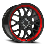 Vision 478 18x8.5 +35 5x114.3mm 73.1mm Gloss Black Red Tint Brushed Lip