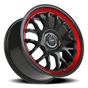 Vision 478 18x8.5 +35 5x114.3mm 73.1mm Gloss Black Red Tint Brushed Lip