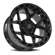 4PLAY 4P55 22x10 -18 5x127mm 87.1mm Gloss Black Brushed Face-Tinted Clear