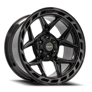 4PLAY 4P55 22x10 -18 6x135mm 106.1mm Gloss Black Brushed Face-Tinted Clear