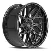 4PLAY 4PL28 22x10 -18 6x135mm 106.1mm Gloss Black Brushed Face-Tinted Clear