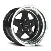 Vision 521 15x10 -25 5x114.3mm 83.1mm Gloss Black Machined Lip