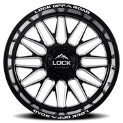 Lock Offroad Apex 20x9 +1 8x180mm 124.3mm Gloss Black Milling