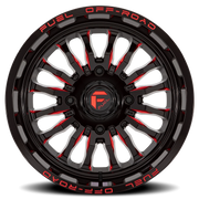 Fuel Arc UTV 18x7 +13 4x156mm 132mm Gloss Black Milled Red