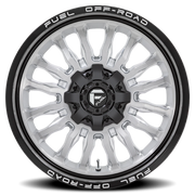 Fuel Arc 20x9 +1 5x139.7mm 110.1mm Silver Brushed Face-Milled Black Lip