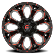 Fuel Assault 20x9 +1 5x139.7mm 110.1mm Matte Black Milled-Red Tint