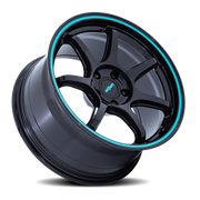 Rotiform BPU 19x8.5 +35 5x114.3mm 72.56mm Gloss Black Teal Stripe