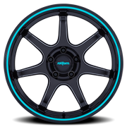 Rotiform BPU 18x8.5 +35 5x120mm 74.1mm Gloss Black Teal Stripe