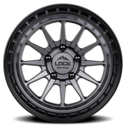 Lock Offroad Baja 17x8 +40 5x120mm 74.1mm Matte Grey Matte Black Ring