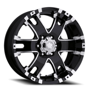 Ultra Baron 201/202 18x9 +12 6x139.7mm 106.1mm Gloss Black Diamond Cut Accents-Clear Coat