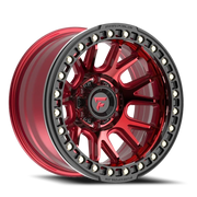 Fittipaldi Offroad Beadlock Series 17x9 -38 6x139.7mm 106.2mm Red Gloss Black Forged Ring