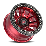 Fittipaldi Offroad Beadlock Series 17x9 -38 6x139.7mm 106.2mm Red Gloss Black Forged Ring