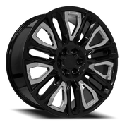 OE Wheels CV57 24x10 +31 6x139.7mm 78.1mm Gloss Black Chrome Insert